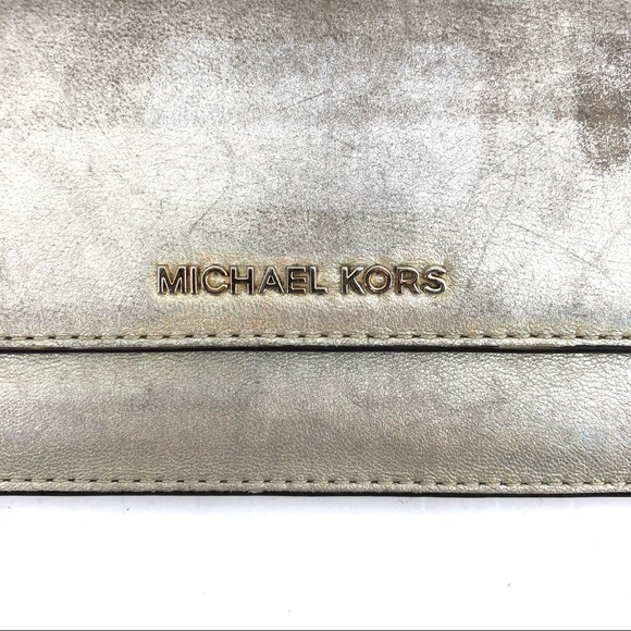 Michael Kors Gold Metallic Flap Wallet - Picture 2 of 7